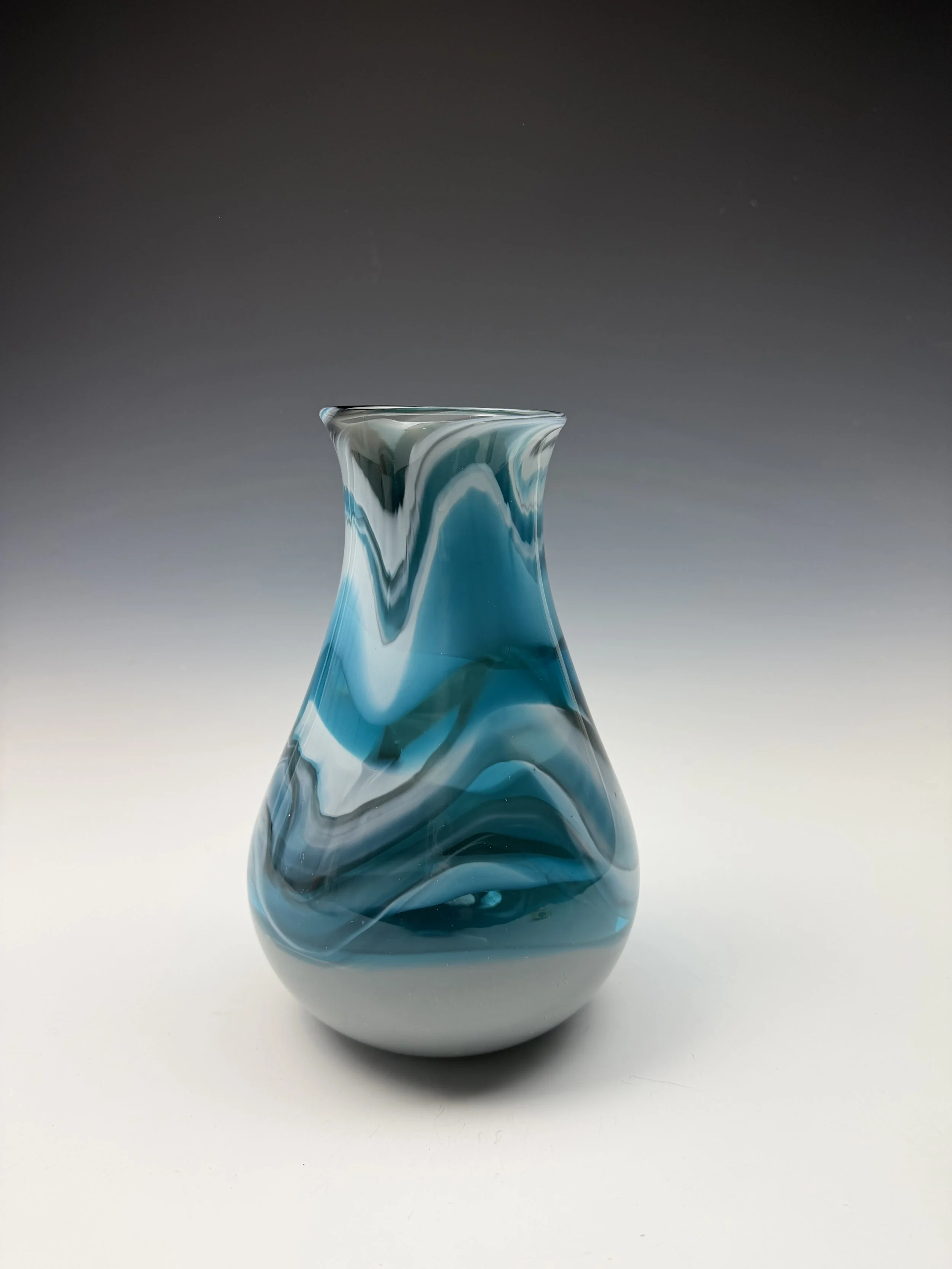 Teal and Gray Swirl Vase
