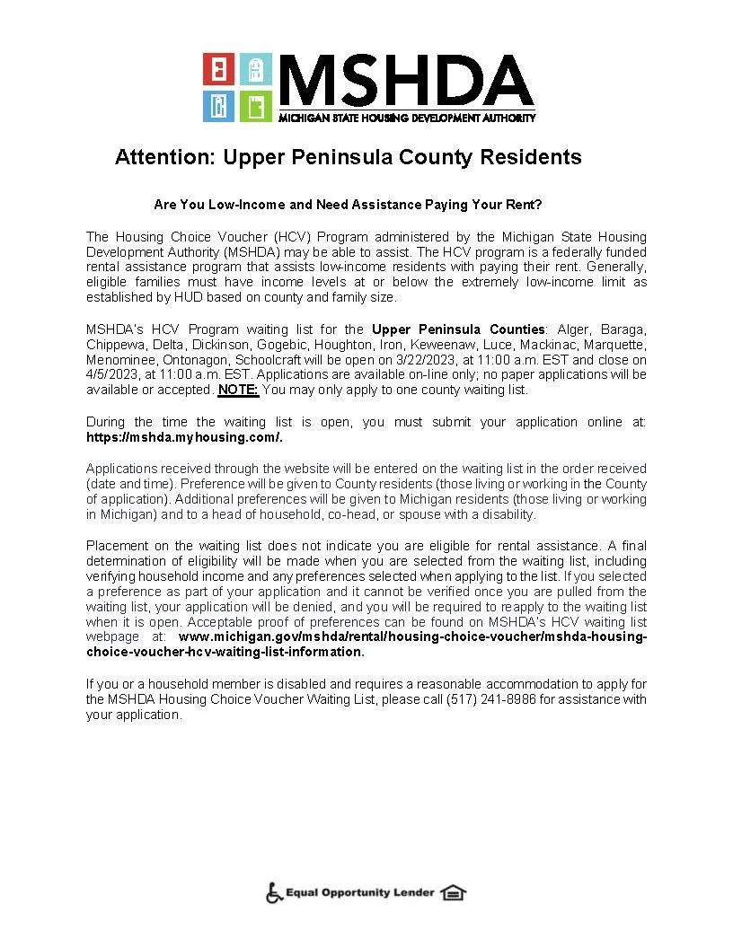 MSHDA Waitlist — Community Action Alger Marquette