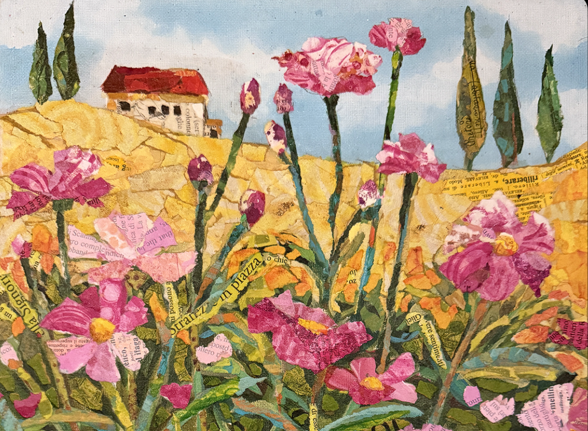 2027 Tuscany, Floral Tuscan Landscape Collage