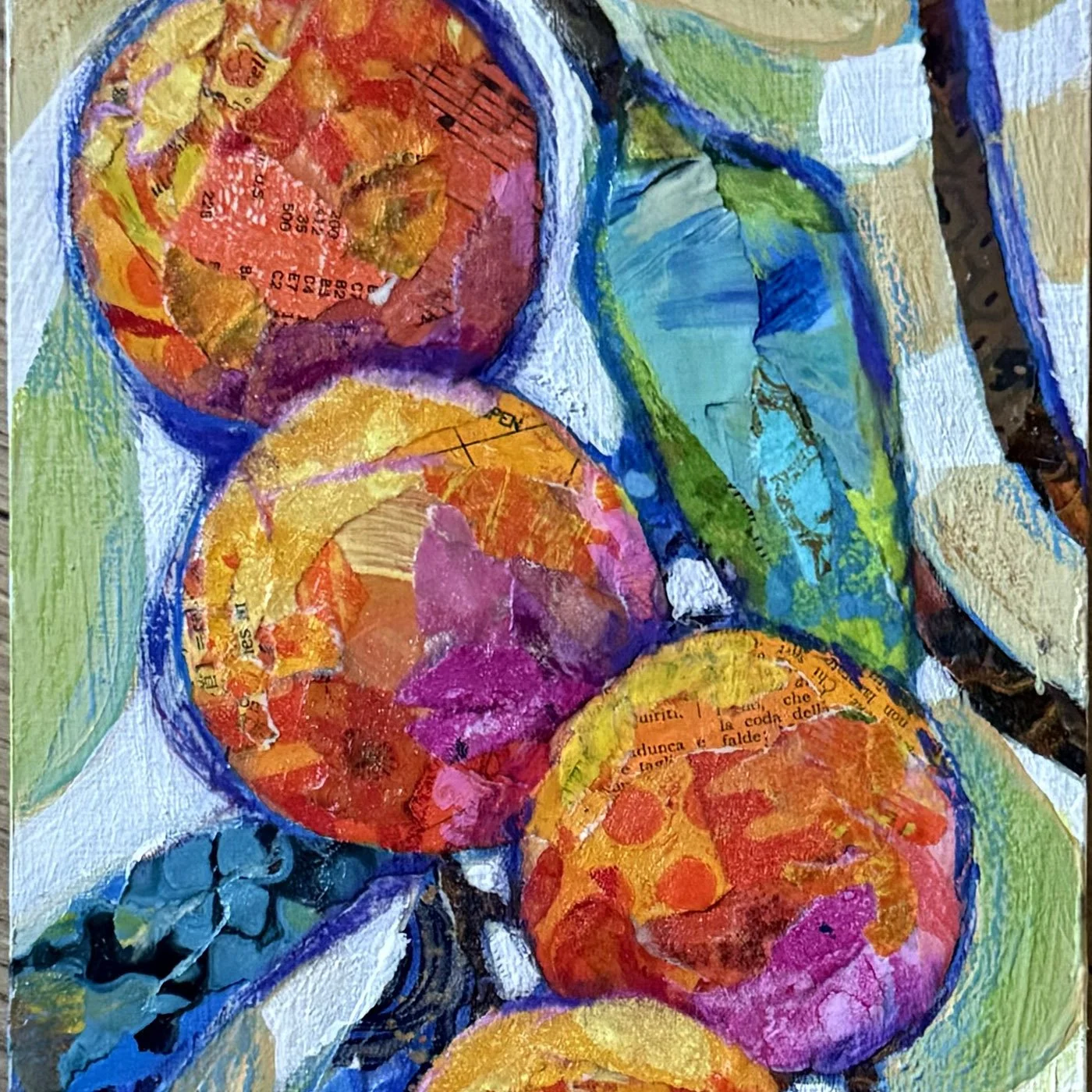 Sun-Kissed Vivid Oranges - Original Mixed Media Artwork
