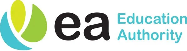 Logo of the Education Authority with a stylized globe and the text 'ea Education Authority' in black and blue.