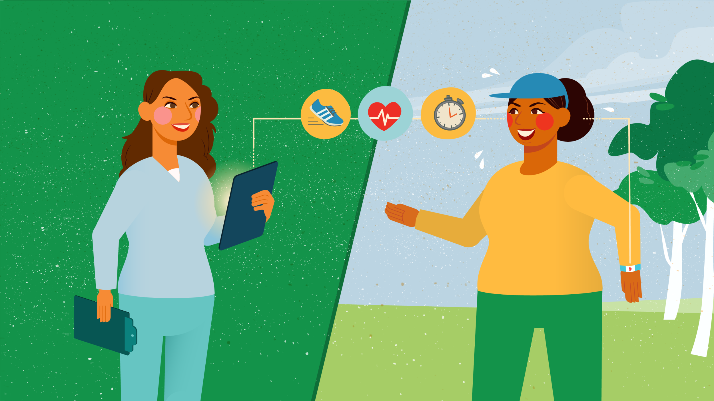 Figure 2. Health data icons travel between connected devices