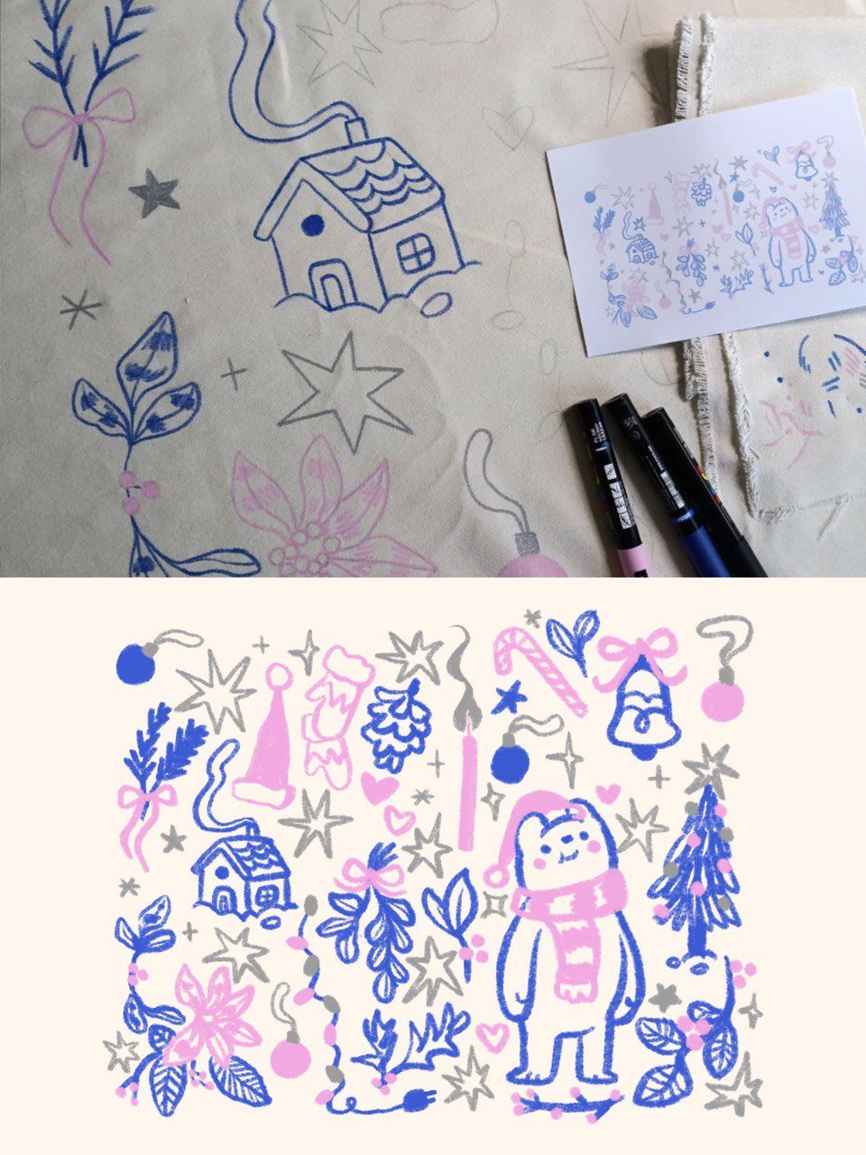 POSCA BRUSH + JASPE - MANTEL NAVIDAD