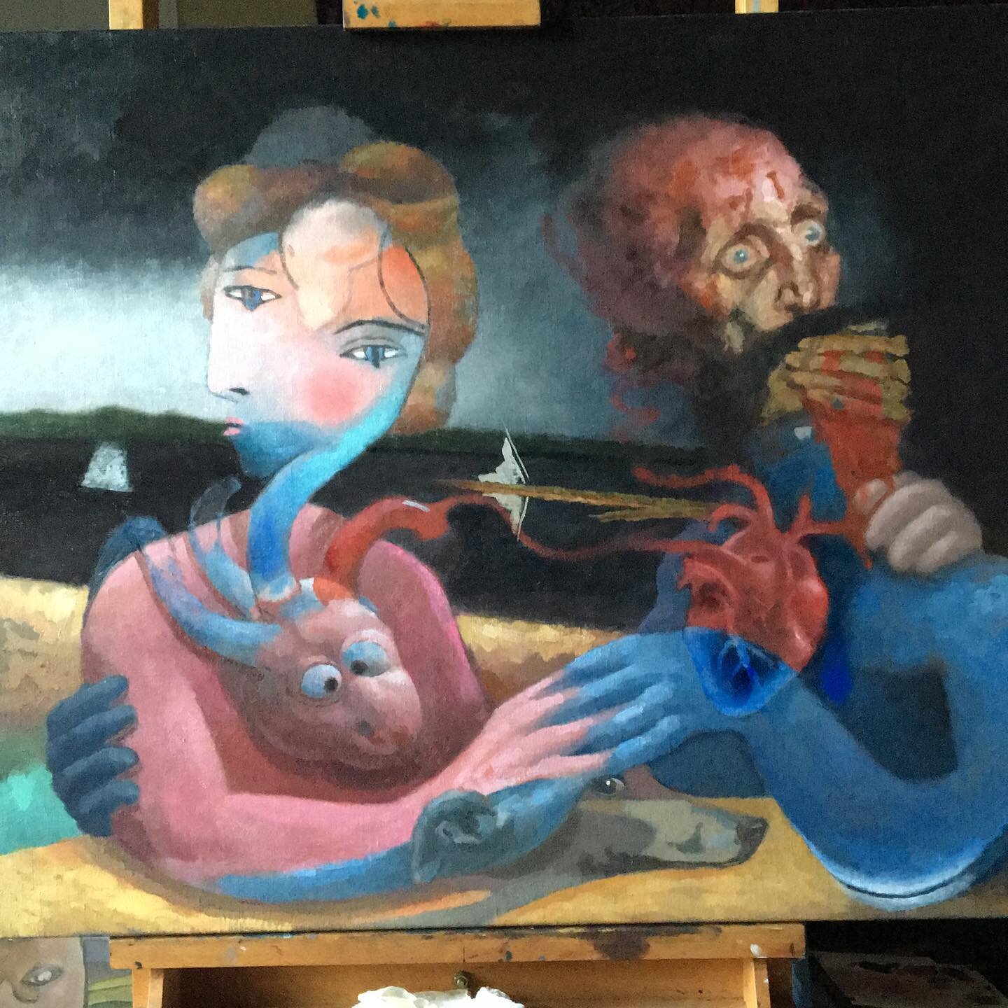 You can see it&rsquo;s development. What do you think of all the blood and guts?
.
.
.
#wip #weirdshit #bloodandguts #lowbrowart #creepmachine #weirdart #strangeart #bizarreart #lowbrowpopsurrealism #popsurreal #popsurrealist