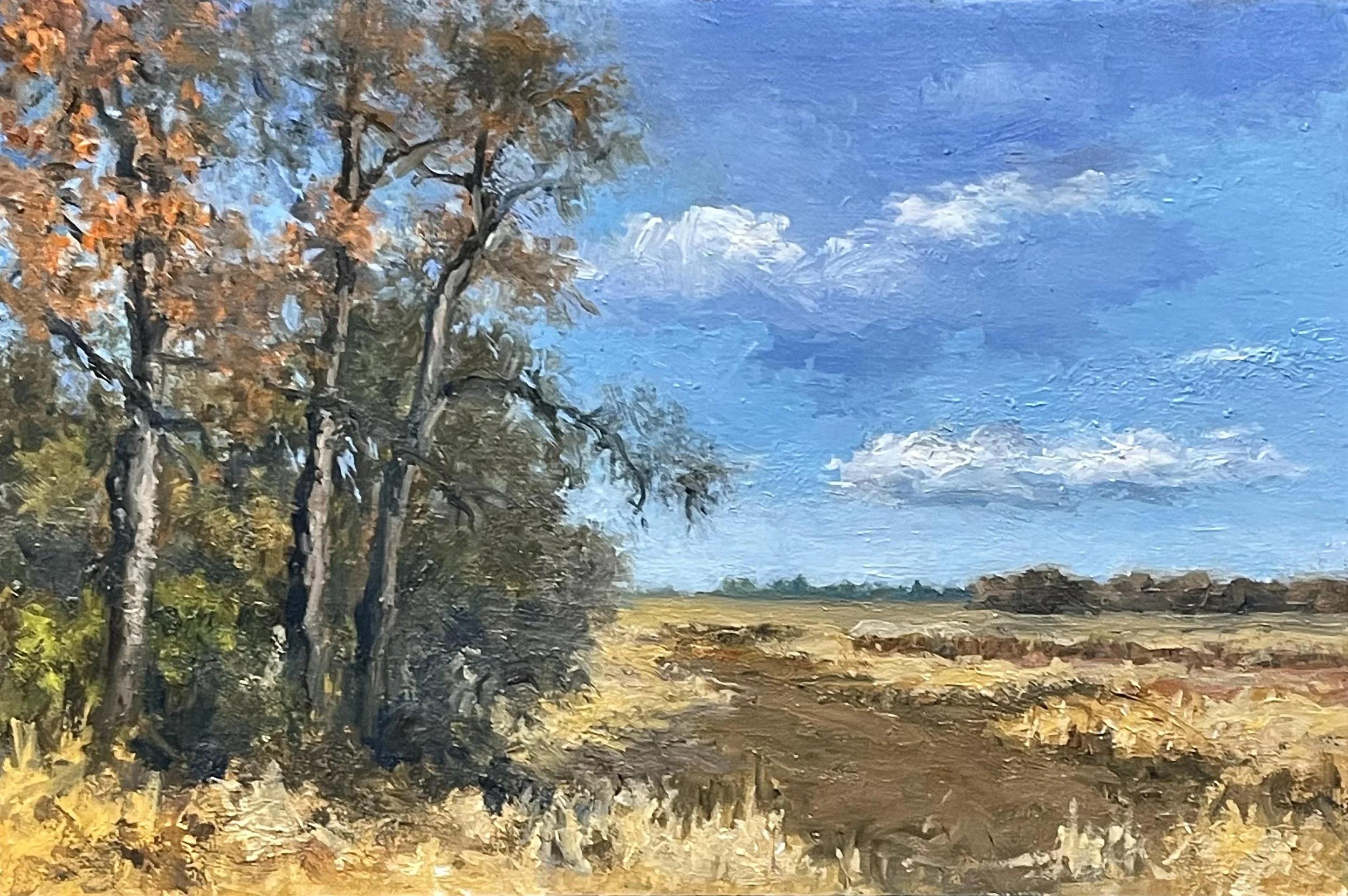 A November Field, 6 x 9 oil on panel