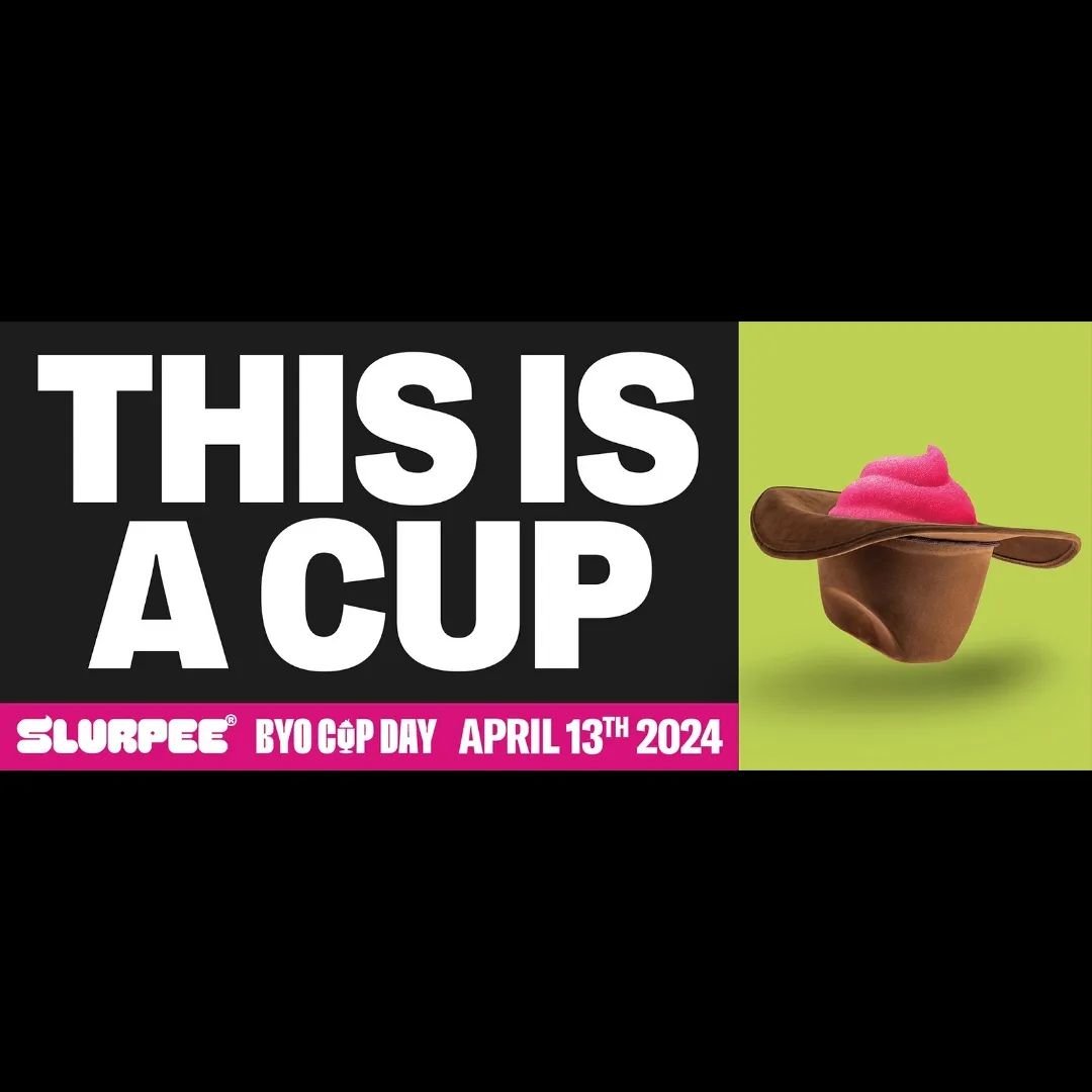 It&rsquo;s officially Slurpee drink season @7eleven. Bring Your Own Cup Day today on Saturday, April 13. 

For one day only, 7-Eleven&reg;, Speedway&reg; and Stripes&reg; customers can grab a vessel of their choosing and fill it with the iconic froze