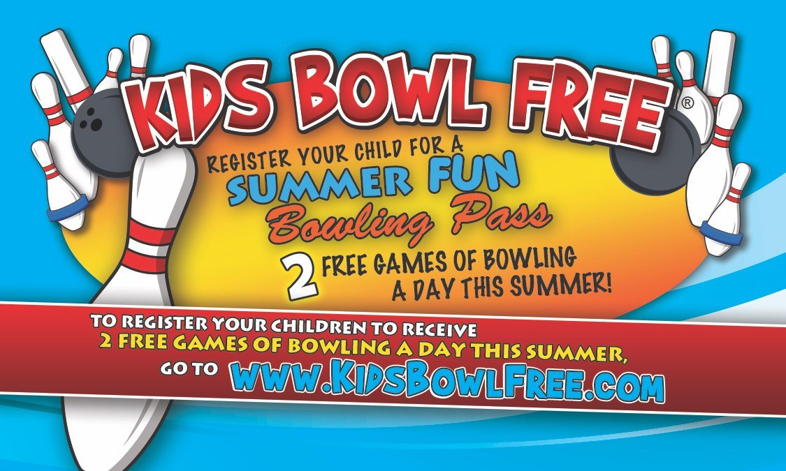Looking for something fun (and FREE) to do with the kids this summer?!

Kids Bowl Free is an excellent solution! Registered kids receive 2 FREE GAMES of bowling each day of the Kids Bowl Free program all summer long!

You can register at www.kidsbowl