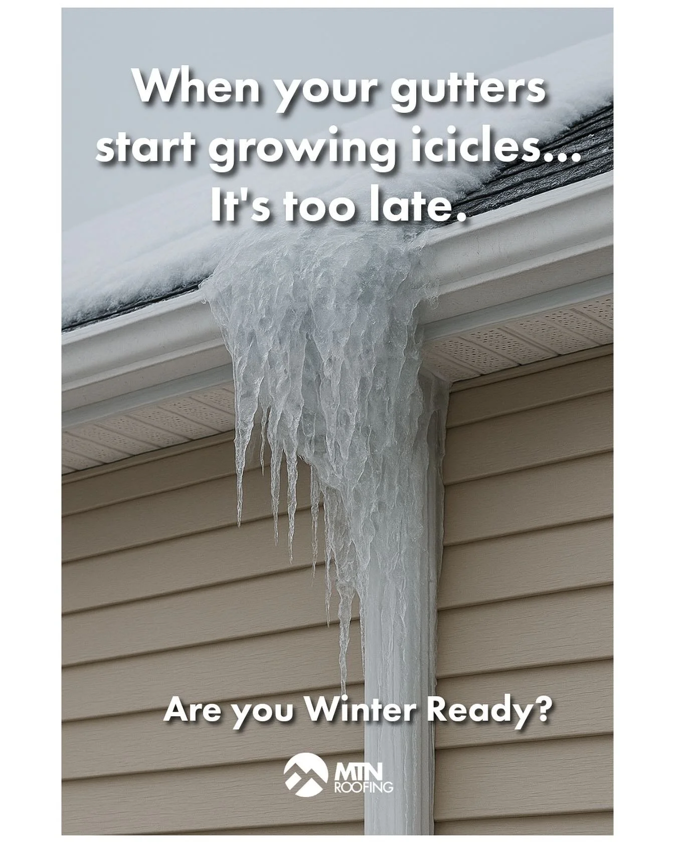 When your gutters start growing icicles&hellip; it&rsquo;s already too late. 🧊
Get winter-ready before the freeze. Contact us today for your gutter cleaning needs!  MTNRoofing.com #MTNRoofing #mytrustedneighbors
