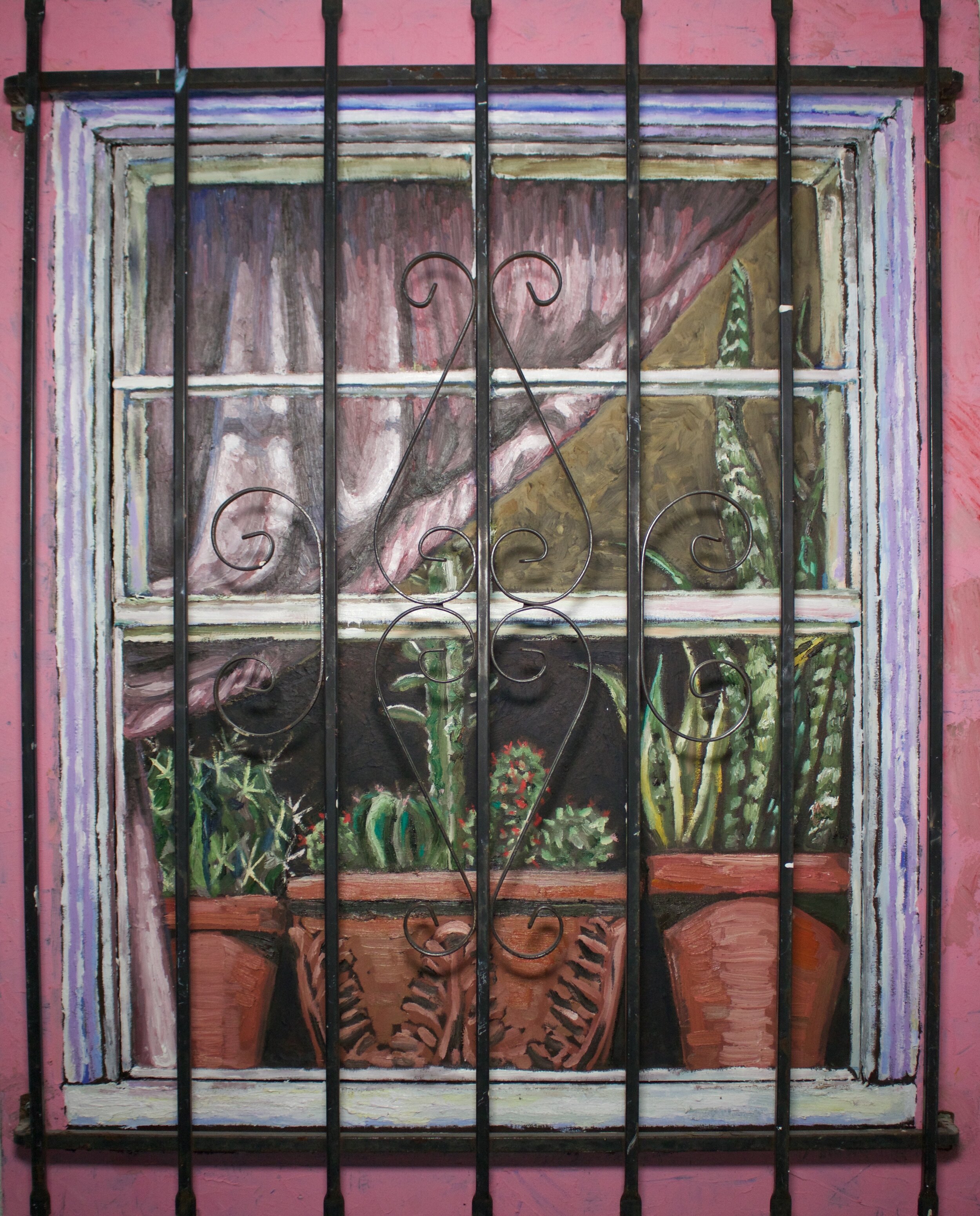 Window 1. oil on multilayered canvas & metal bars.50x40in. 2019.jpg