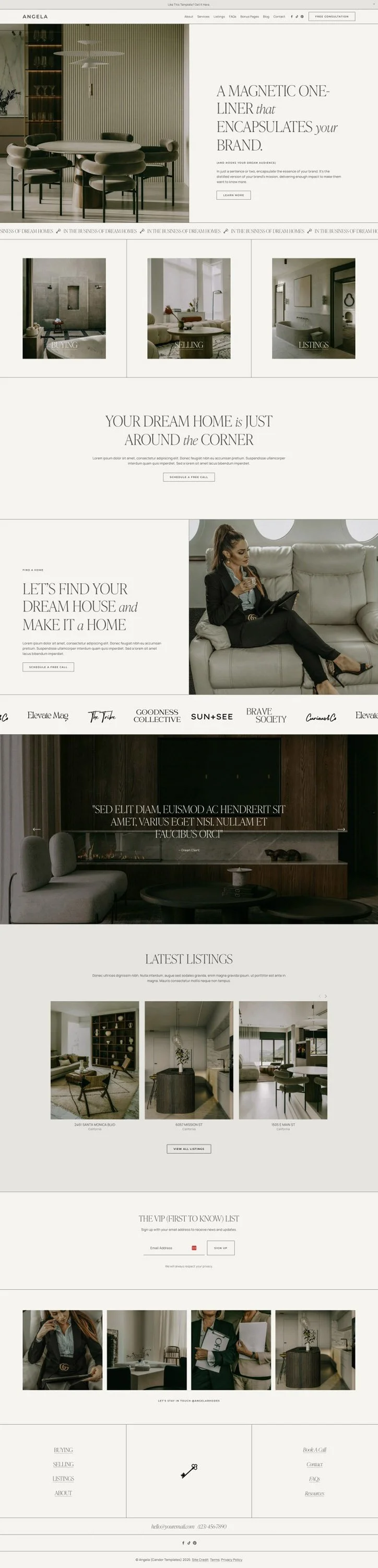 Angela Squarespace Template Preview
