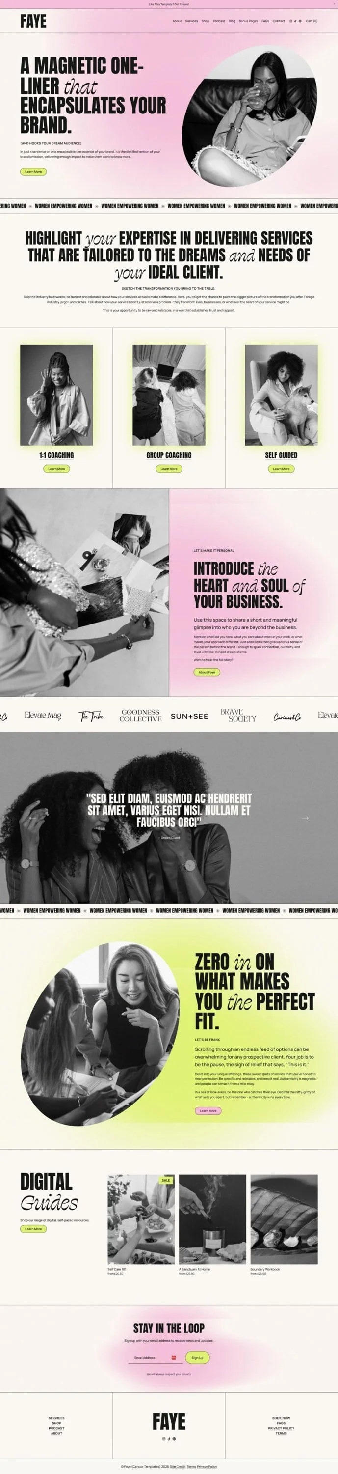 Faye Squarespace Template Preview