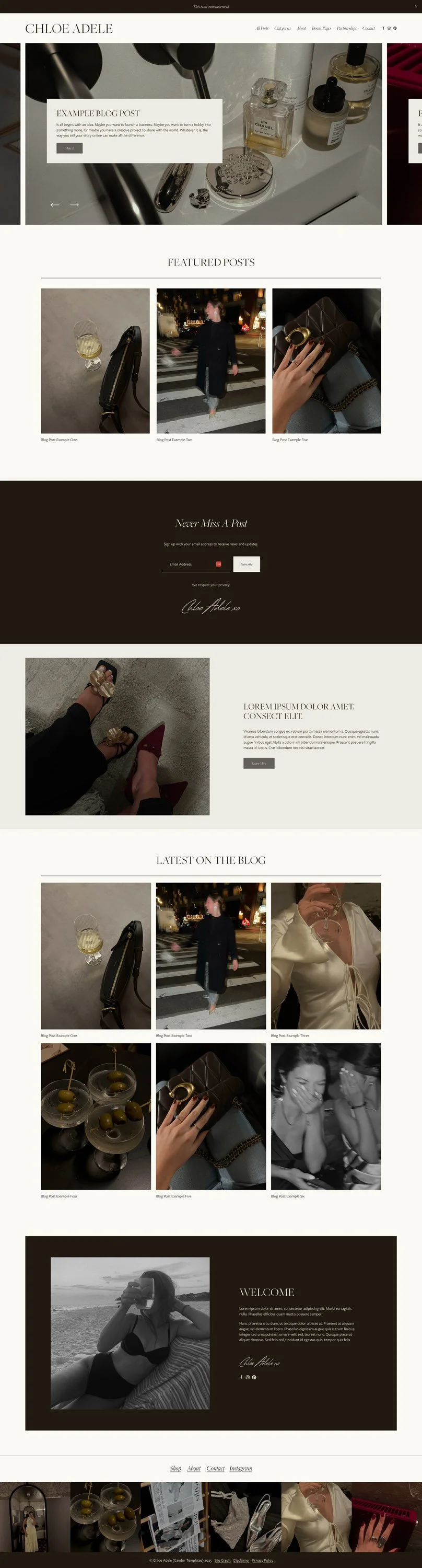 Chloe Adele Squarespace Template Preview