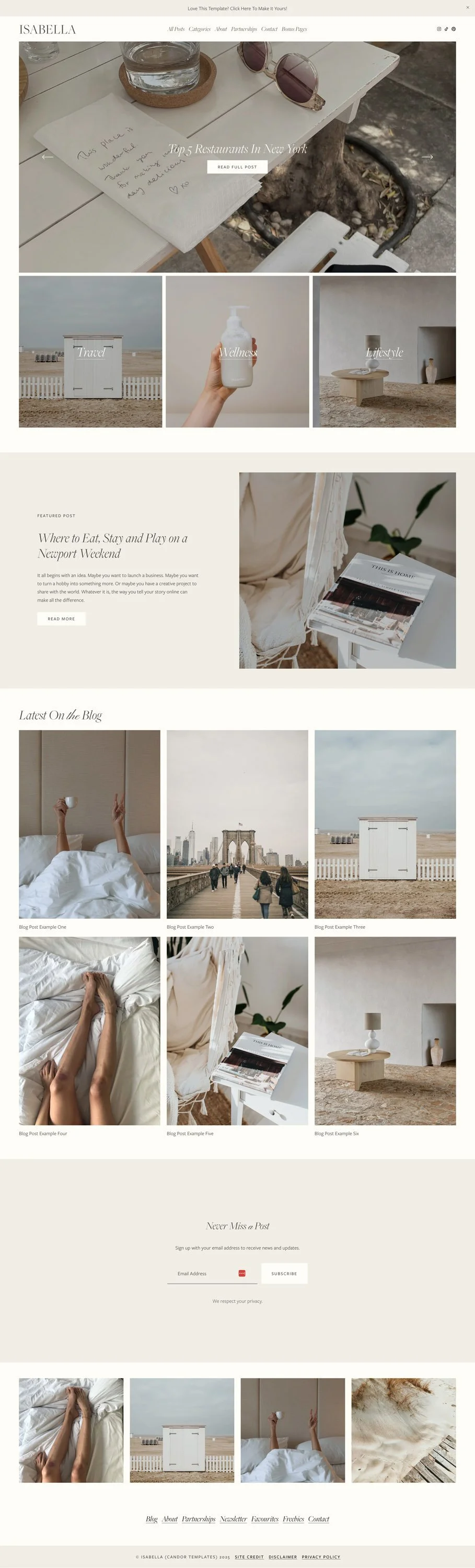 Isabella Squarespace Template Preview
