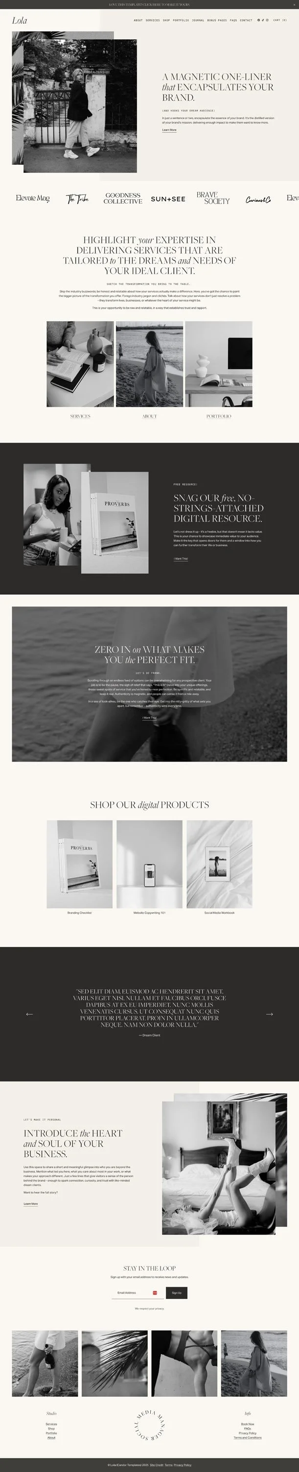 Lola Squarespace Template Preview