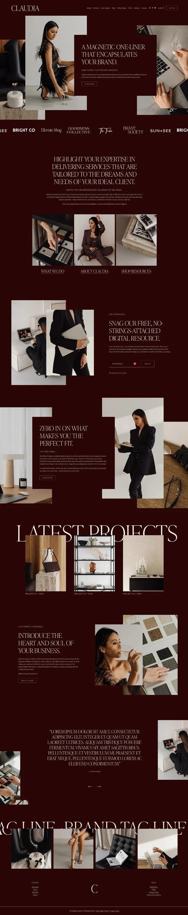 Claudia Squarespace Template Preview