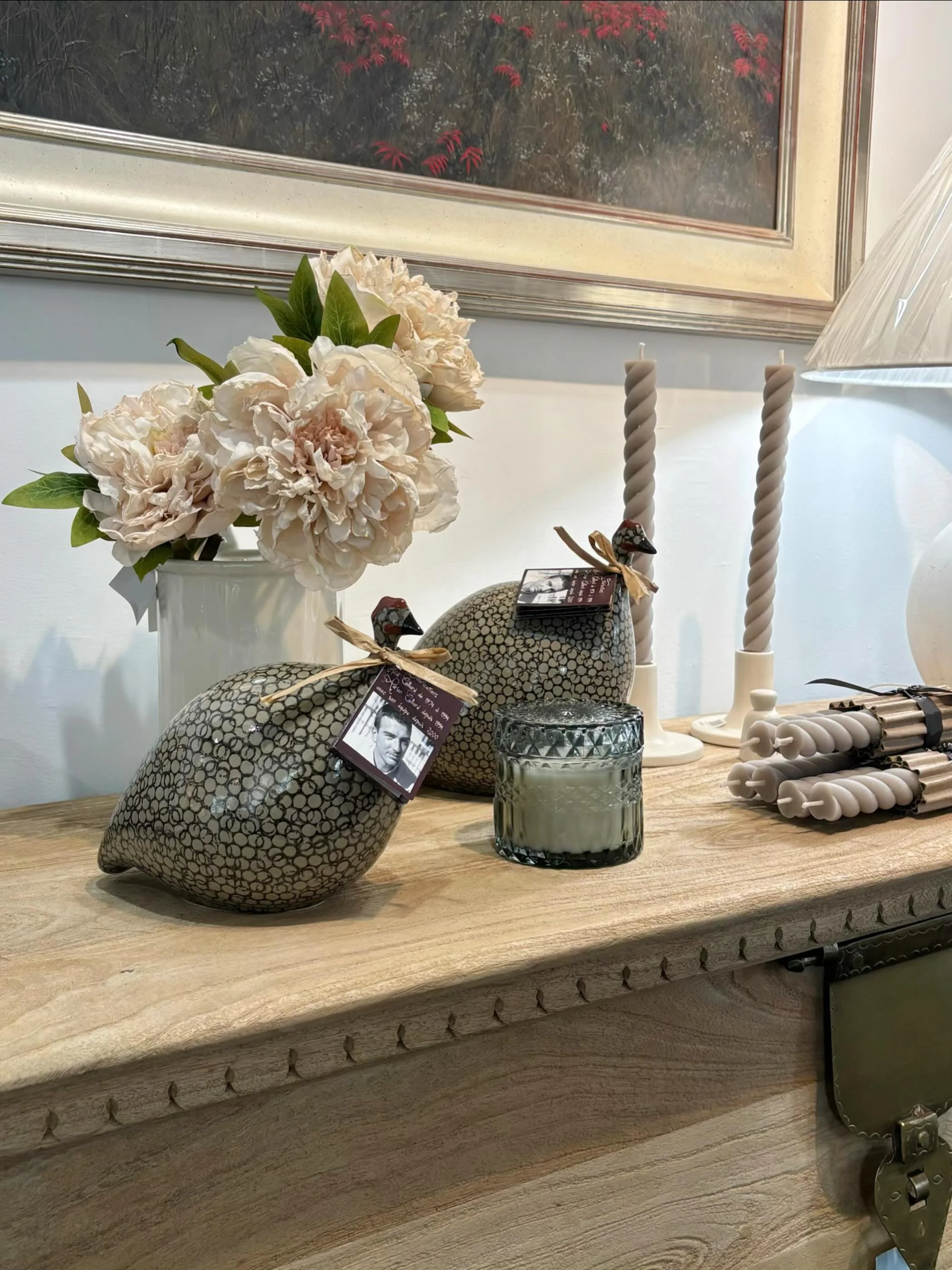 These guinea hens add a touch of playfulness to any room you put them in!