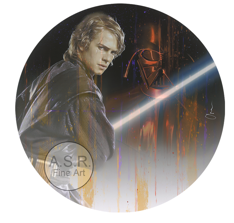  Hayden Christensen Star Wars  
Original Art on canvas executed with Airbrush, Acrylic and Ink 
Unique with embellishments, Diamond Dust finish 
 Hollywood Sign Metal DNA/Unique Starting at: $5,995  
 Original Painting Co-signed by Hayden Christensen