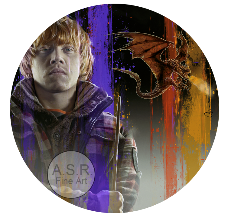  Rupert Grint Harry Potter Ron Weasley  
Original Art on canvas executed with Airbrush, Acrylic and Ink 
Unique with embellishments, Diamond Dust finish 
 Hollywood Sign Metal DNA Starting at: $5,995  
 Original Painting Co-signed Rupert Grint: $95,0
