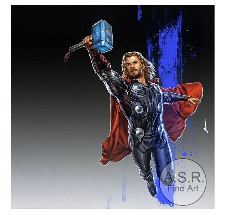  Chris Hemsworth Avengers  
Original Art on canvas executed with Airbrush, Acrylic and Ink 
Unique with embellishments, Diamond Dust finish 
 Hollywood Sign Metal DNA Starting at: $5,995  
 Original Painting Co-signed by Chris Hemsworth: $65,000 