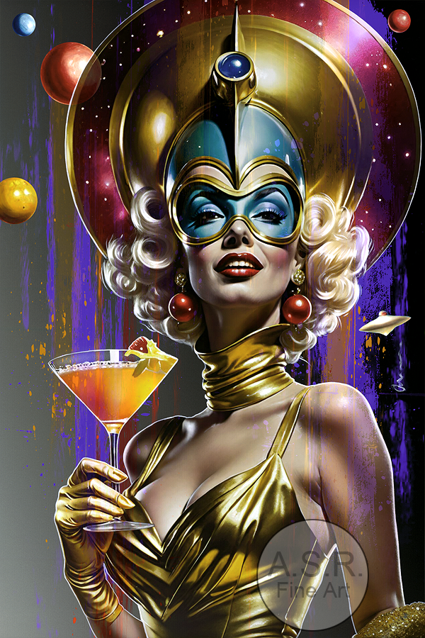  Athena Life’s A Masquerade  
Original Art on canvas executed with Airbrush, Acrylic and Ink 
Unique with embellishments, Diamond Dust finish Swarovski Crystals 
 Unique Starting at: $3,895  
 Limited Edition 16”x 24” Framed: $1,995  
 Original $38,5