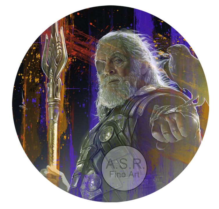  Sir Anthony Hopkins Odin-Thor  
Original Art on canvas executed with Airbrush, Acrylic and Ink 
Unique with embellishments, Diamond Dust finish 
 Hollywood Sign Metal DNA Starting at: $5,995  
 Original Painting Co-signed by Sir Anthony Hopkins: $12