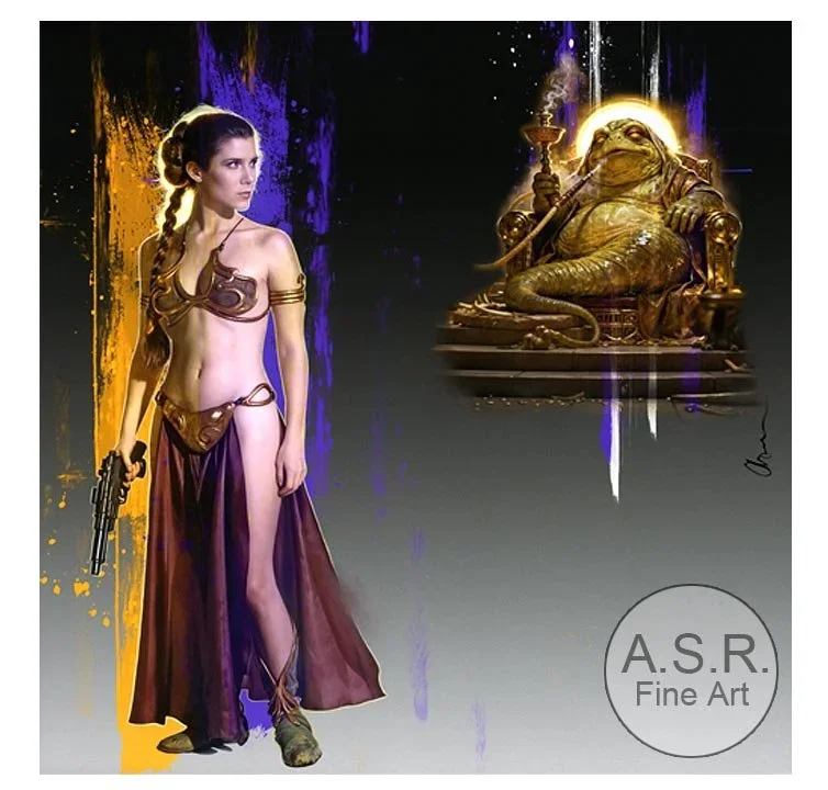  Carrie Fisher It’s Personal  
Original Art on canvas executed with Airbrush, Acrylic and Ink 
Unique with embellishments, Diamond Dust finish 
 Hollywood Sign Metal DNA Starting at: $5,995  
 Original Painting: $65,000 