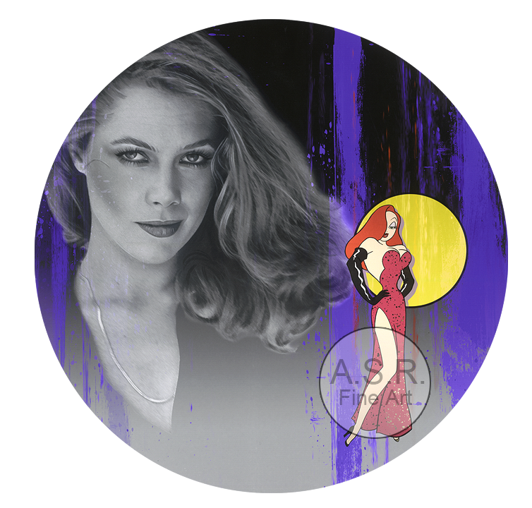  Kathleen Turner Jessica Rabbit  
Original Art on canvas executed with Airbrush, Acrylic and Ink 
Unique with embellishments, Diamond Dust finish 
 Hollywood Sign Metal DNA Starting at: $5,995  
 Original Painting Co-signed by Kathleen Turner: $65,00