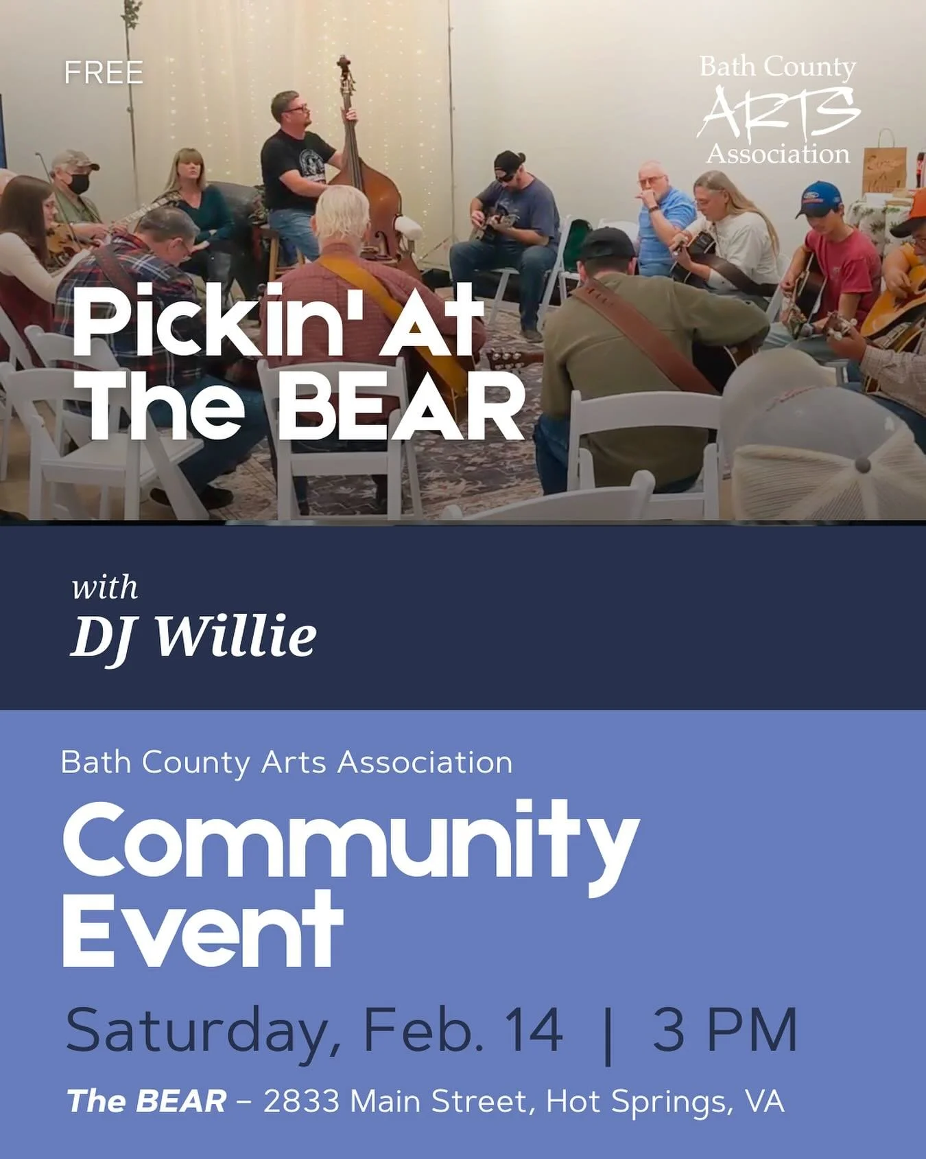 Come jam at the BEAR! 🎶
Every second Saturday of the month, this two hour acoustic picking session takes over our downtown space. Musicians and singers of all levels are invited to come and collaborate. Listeners are welcome too!

Open to all ages; 