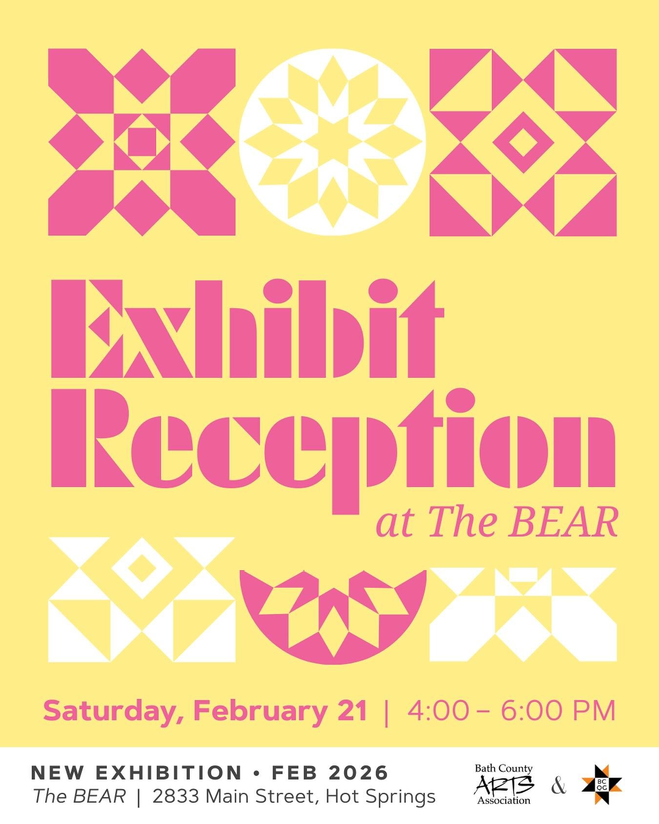 Join us for the official reception of &ldquo;Quilts of Bath County&rdquo; at The BEAR!

🗓 Saturday, February 21
⏰ 4&ndash;6 PM

Come meet the talented members of the Bath County Quilter&rsquo;s Guild, connect with fellow art lovers, and celebrate th