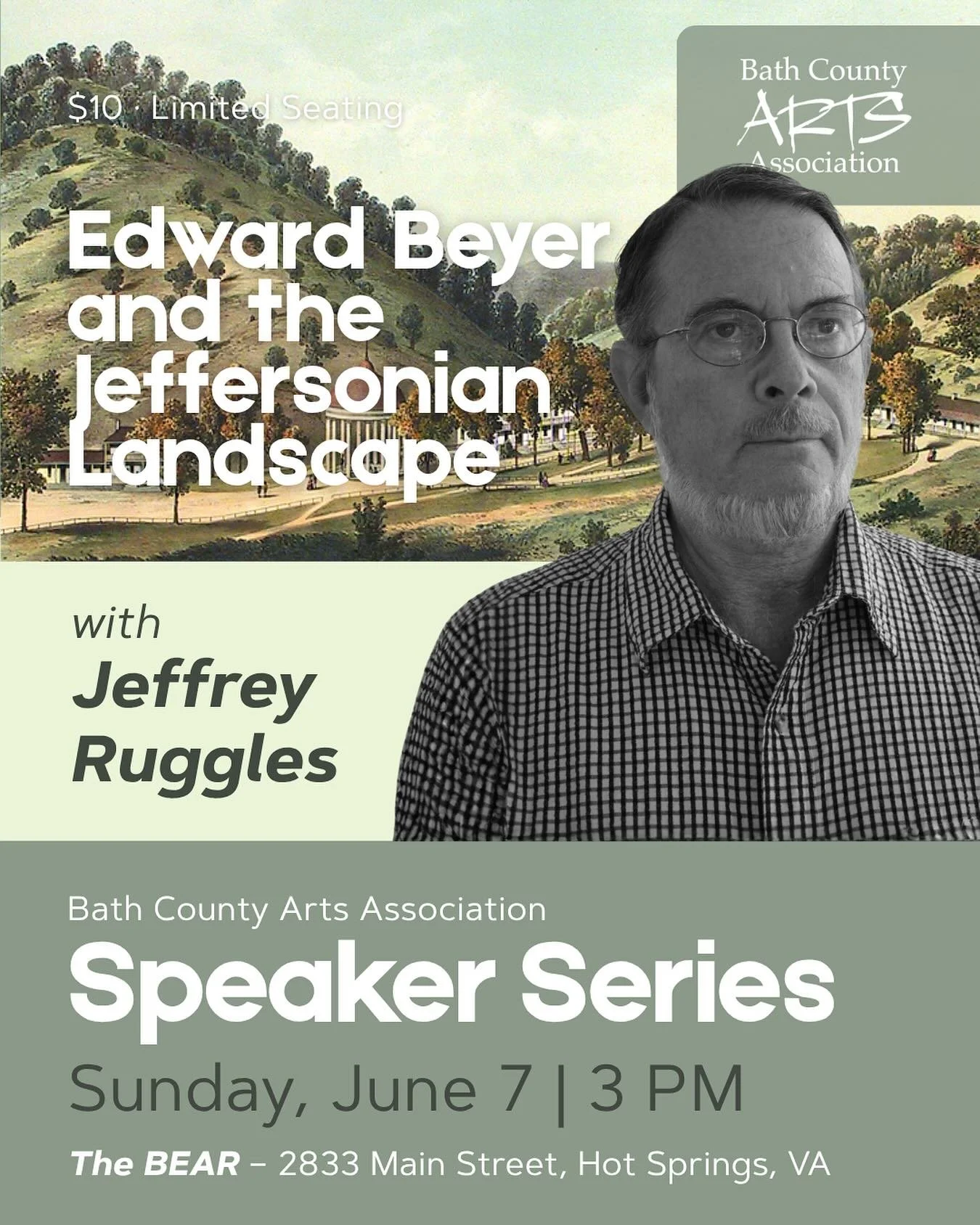 In the spirit of our ongoing exploration of Virginia&rsquo;s artistic heritage, we are honored to welcome historian and photographer Jeffrey Ruggles for our next Speaker Series presentation &mdash; &ldquo;Edward Beyer and the Jeffersonian Landscape.&