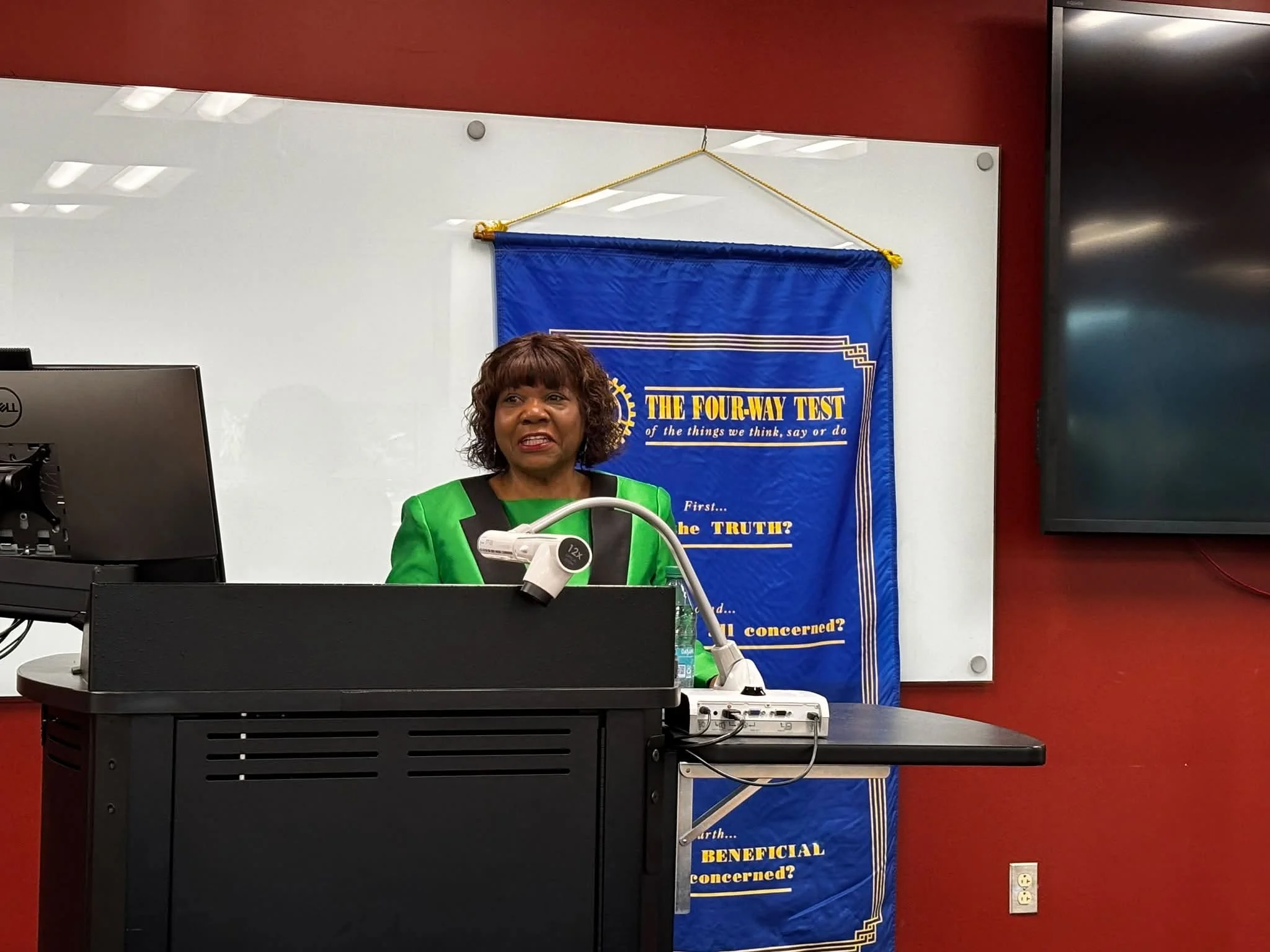 Sharon Reed, owner of Esther’s Place, spoke to the club this morning about accountability.
