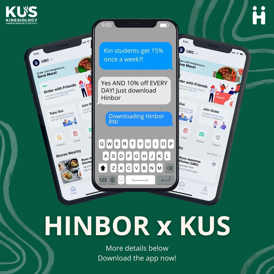 ATTENTION ALL KINNERS❗

Kinsider card is happy to bring you a new sponsorship with Hinbor 🤝

Here's how you can start saving:
15% off ALL restaurants on Hinbor once EVERY WEEK 🥪
KUS coupon starts as KUS0 and goes up 1 number every week so you don&r