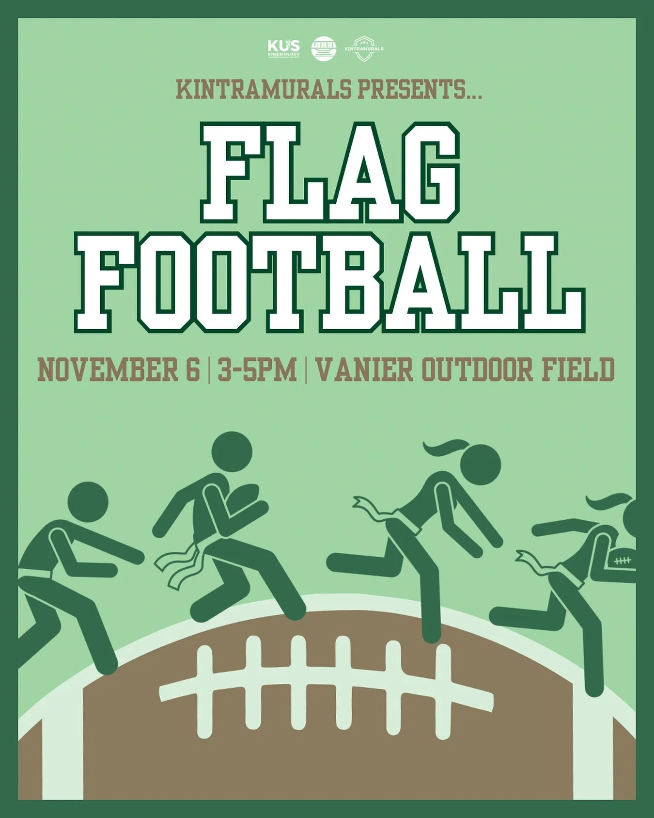 🏈 Ready, set&hellip; KINtramurals Flag Football!

All skill levels, faculties, and vibes are welcome 🤝

Bring your friends because we&rsquo;ve got flags, footballs, and FREE hot chocolate + iced tea just for you ☕😎

No RSVP needed, so just come by
