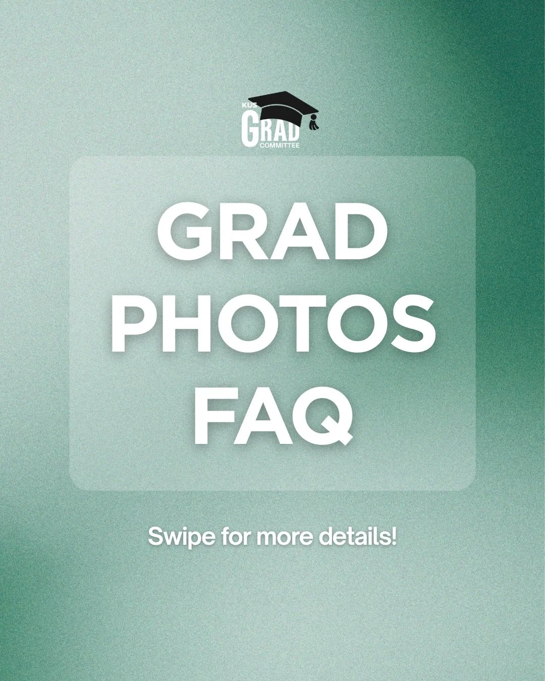 Hey grads! 🤓🎓 Got questions about your grad photos? Swipe through our FAQ for more information! 👉