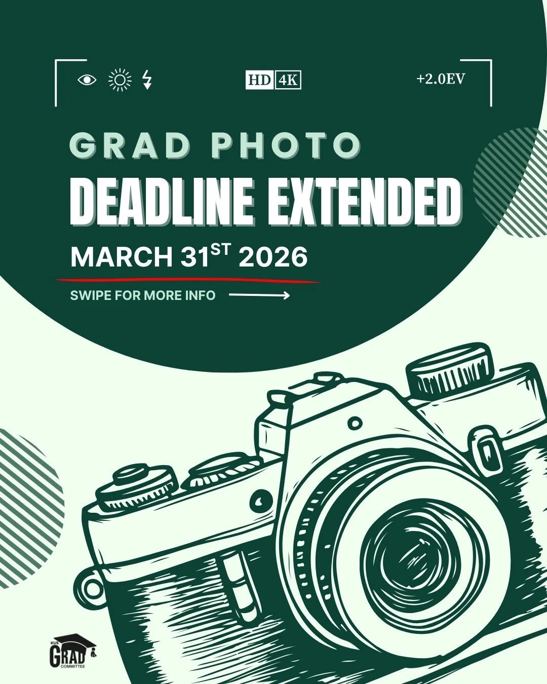 ‼️DEADLINE EXTENDED‼️

Kinners it&rsquo;s crunch time! Make sure you book your grad photos at Evangelo&rsquo;s ASAP because spots are filling up fast 🥲

You can find all grad information on the KUS website linked in our bio. Please reach out if you 