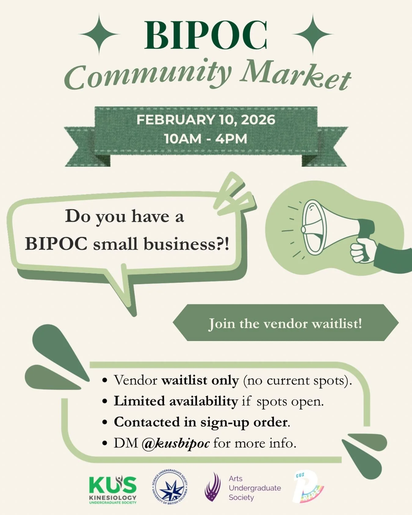 Didn&rsquo;t get a chance to sign up as a vendor? Our vendor waitlist is now open 🤗!

All spots are currently full, but if availability opens up, we will reach out to vendors based on sign-up order📝

DM now to join the waitlist!