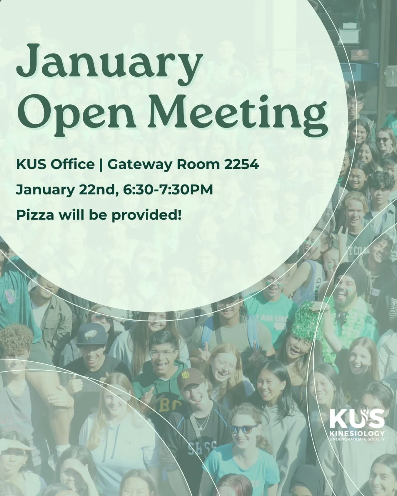 HEYYYYY KINNERS! 

Join us in the KUS office for our first open meeting of 2026! Bring feedback, hear updates, and sit back on our couches with a slice in hand 😋🍕

Meet us in our BRAND NEW home of Room 2254 in the Gateway Health Building 💚