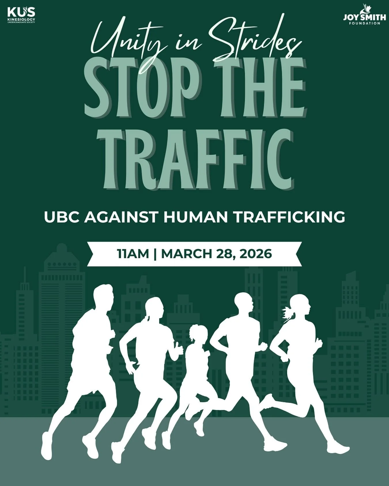 UBC KUS is proud to support and partner with Stop The Traffic for their 2026 5km run! 👟

Stop the traffic is a student-led initiative ran by @stopthetrafficubc, @kappasigmaubc, @deltagammaubc, and @lfsusubc to help raise awareness, spark conversatio