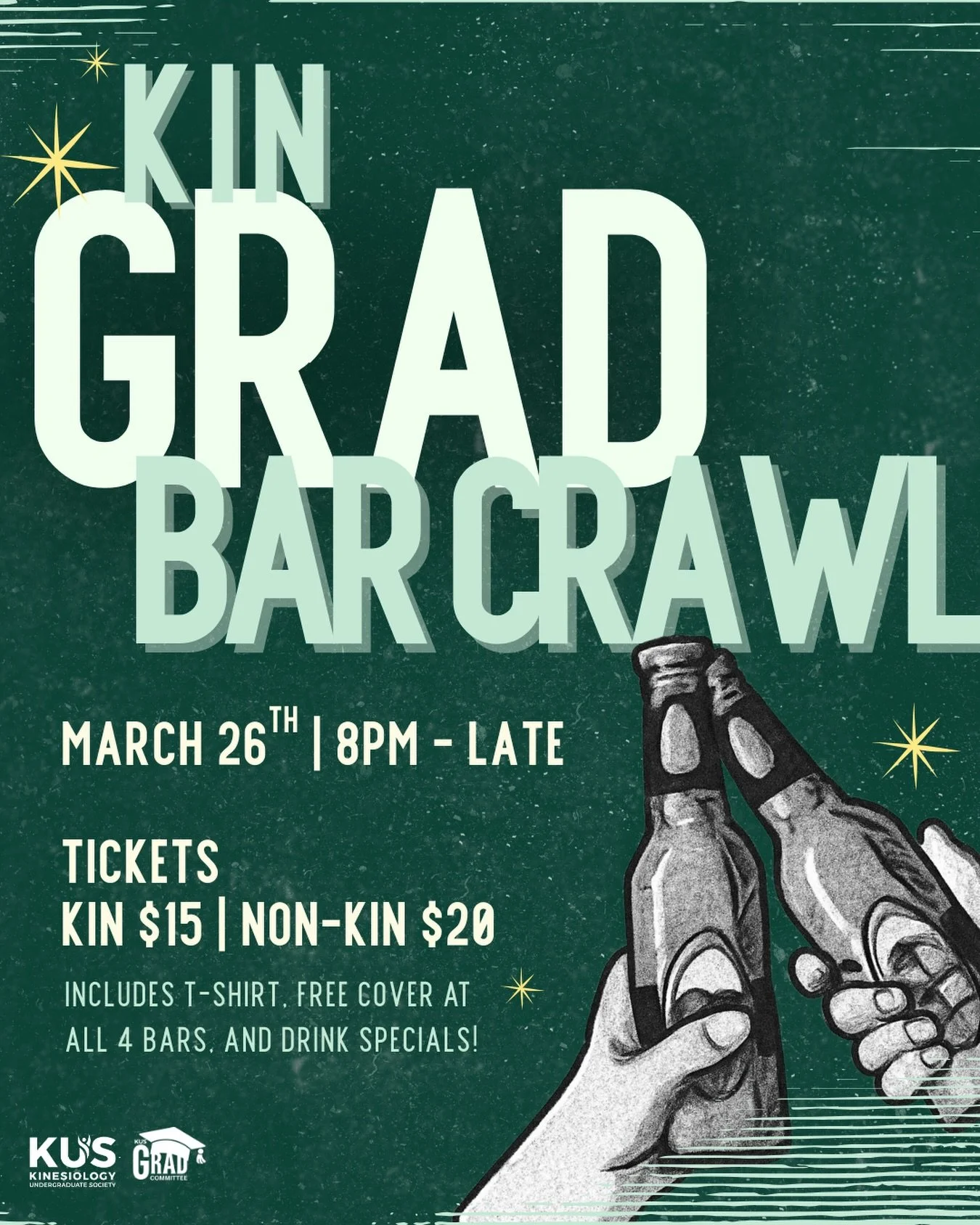 ARE YOU READY TO CRAWL ⁉️🚷😳

Kin Grad Bar Crawl 2026 is HERE!! Get ready to take on the trek of a lifetime through Vancouver&rsquo;s nightlife (new strava route unlocked ✅)

Your ticket will include 🤩
4️⃣BARS (Heaven Bar and Grill, Good Co, Greta,