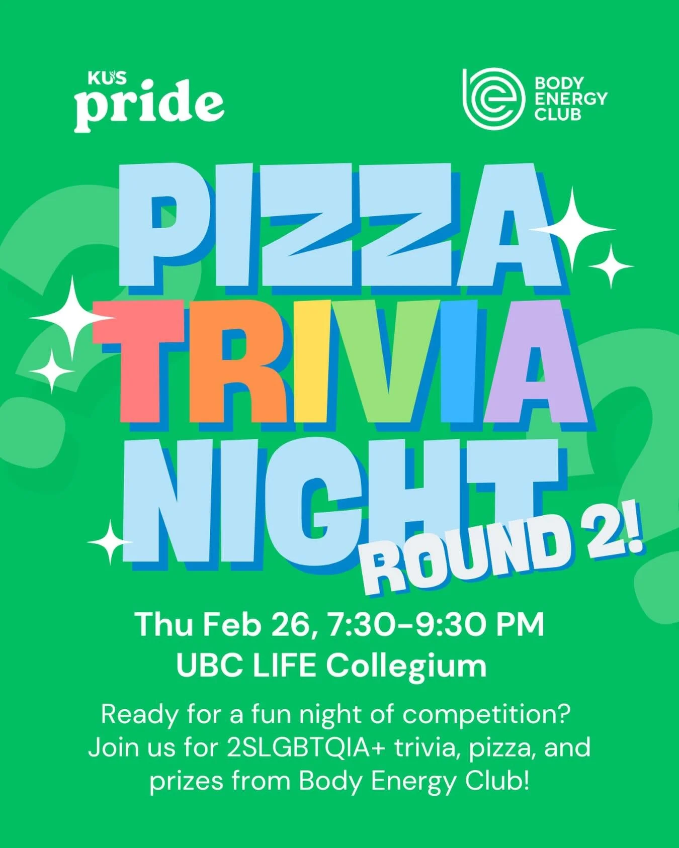 Ready for round 2? Join us next week for trivia, piazza, and prizes from Body Energy Club!