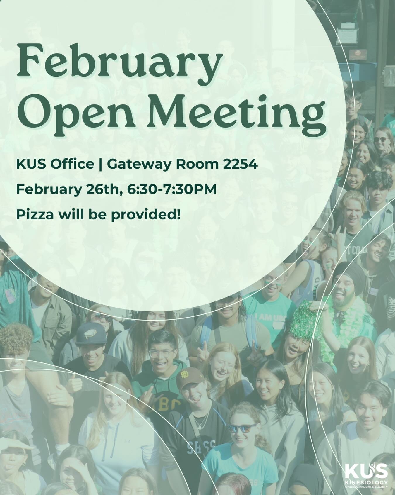 Hey Kinners 💚

We hope you&rsquo;ve been having a restful reading break! Join us in the KUS office for our February open meeting!

Bring feedback, hear updates, and sit back on our couches with a slice in hand 🍕😋

Find us in our home of 2254 in th