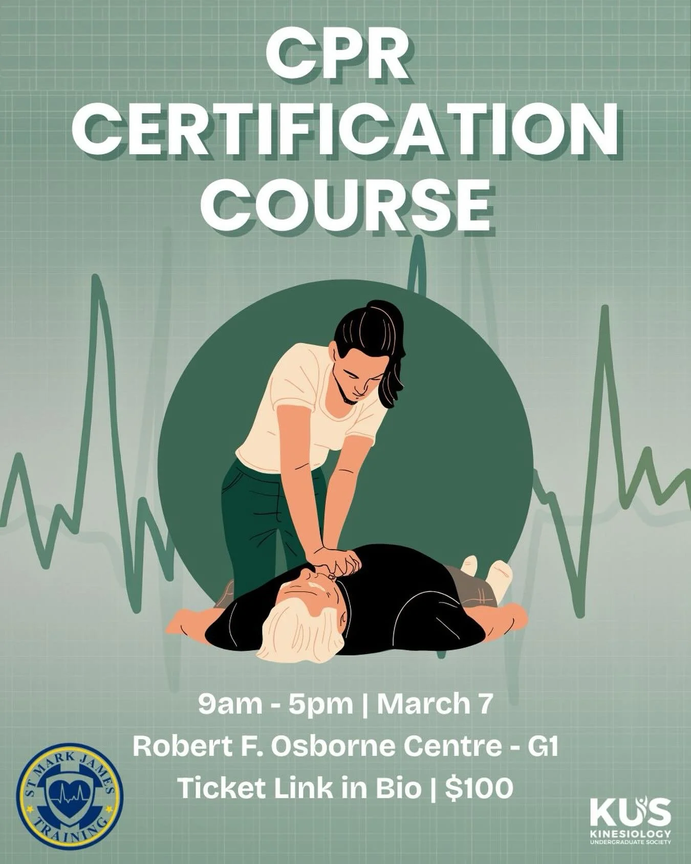 Hi Kinners! Ready to learn skills that could help you save a life? 🚑💚

We are partnering with St. Mark James Training to bring you an Emergency First Aid with CPR Level C &amp; AED training in an interactive 8-hour course. You&rsquo;ll learn about 