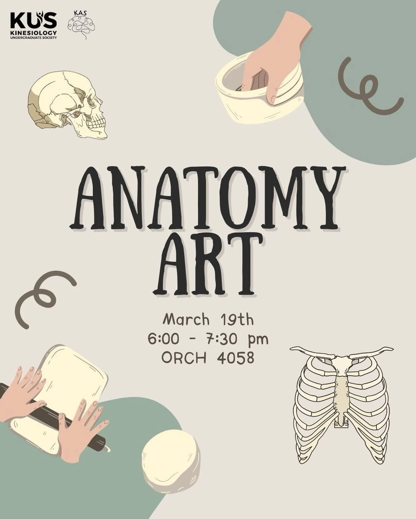 Hiii Kinners,

Want to bring out your artsy side? ✨🎨

Join KAS for a creative evening making anatomy-themed art using sculpting clay. No experience needed, just come ready to turn science into art! 

RSVP using the link in the bio!! See you there! ?