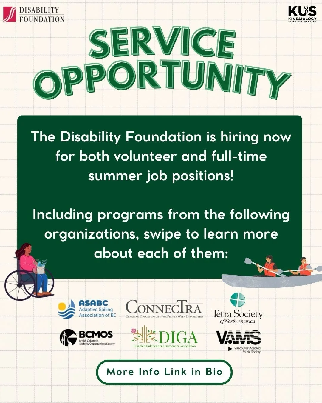 Looking for a volunteer or summer job opportunity? Want to help support various programs for people with disabilities? 

Apply now to the Disability Foundation! ☀️

The Disability Foundation is a local organization supporting six different societies 