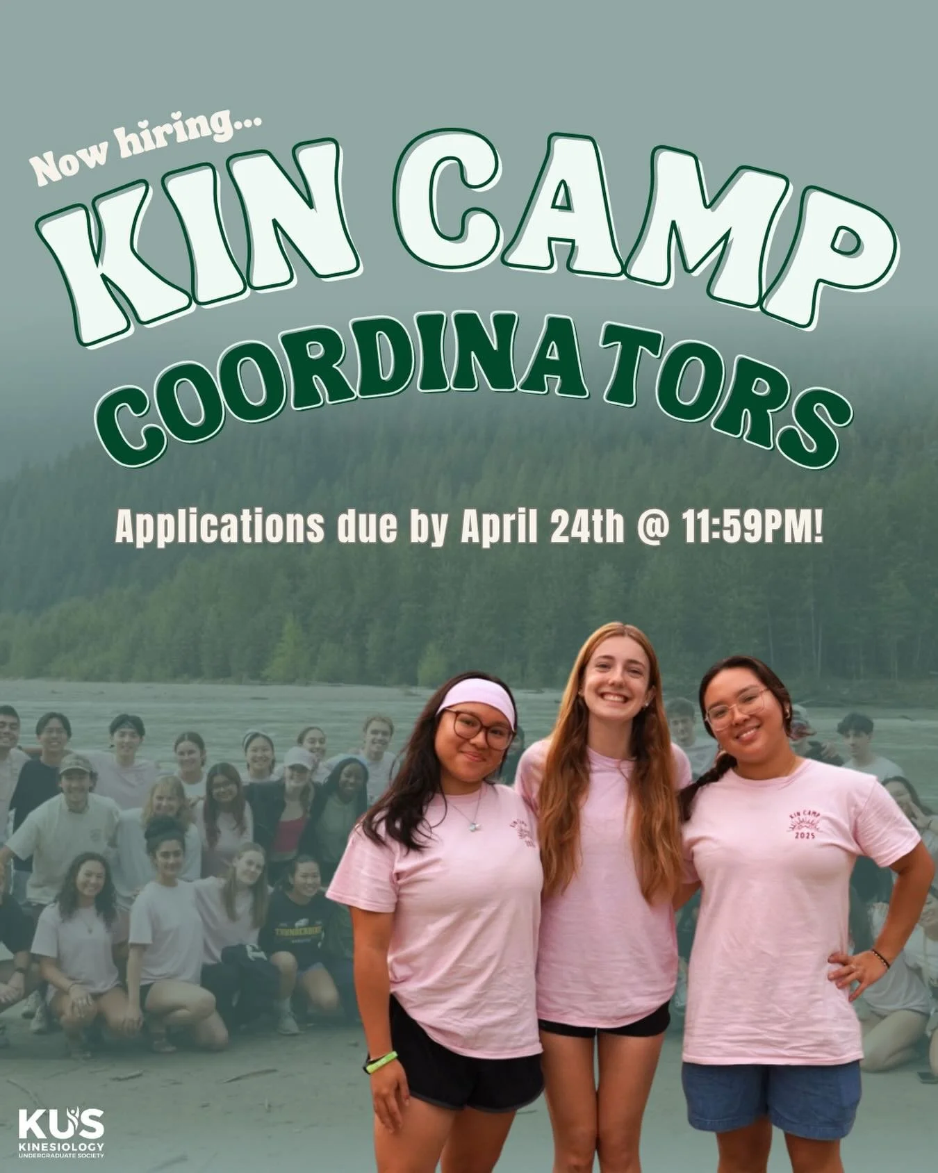 Applications are now OPEN for the biggest event of the year! 🤩🌳

Want to organize and run Kin Camp for incoming first year and transfer students? Apply now to be a Kin Camp Coordinator for 2026 and help welcome new Kinners to UBC in a way they&rsqu