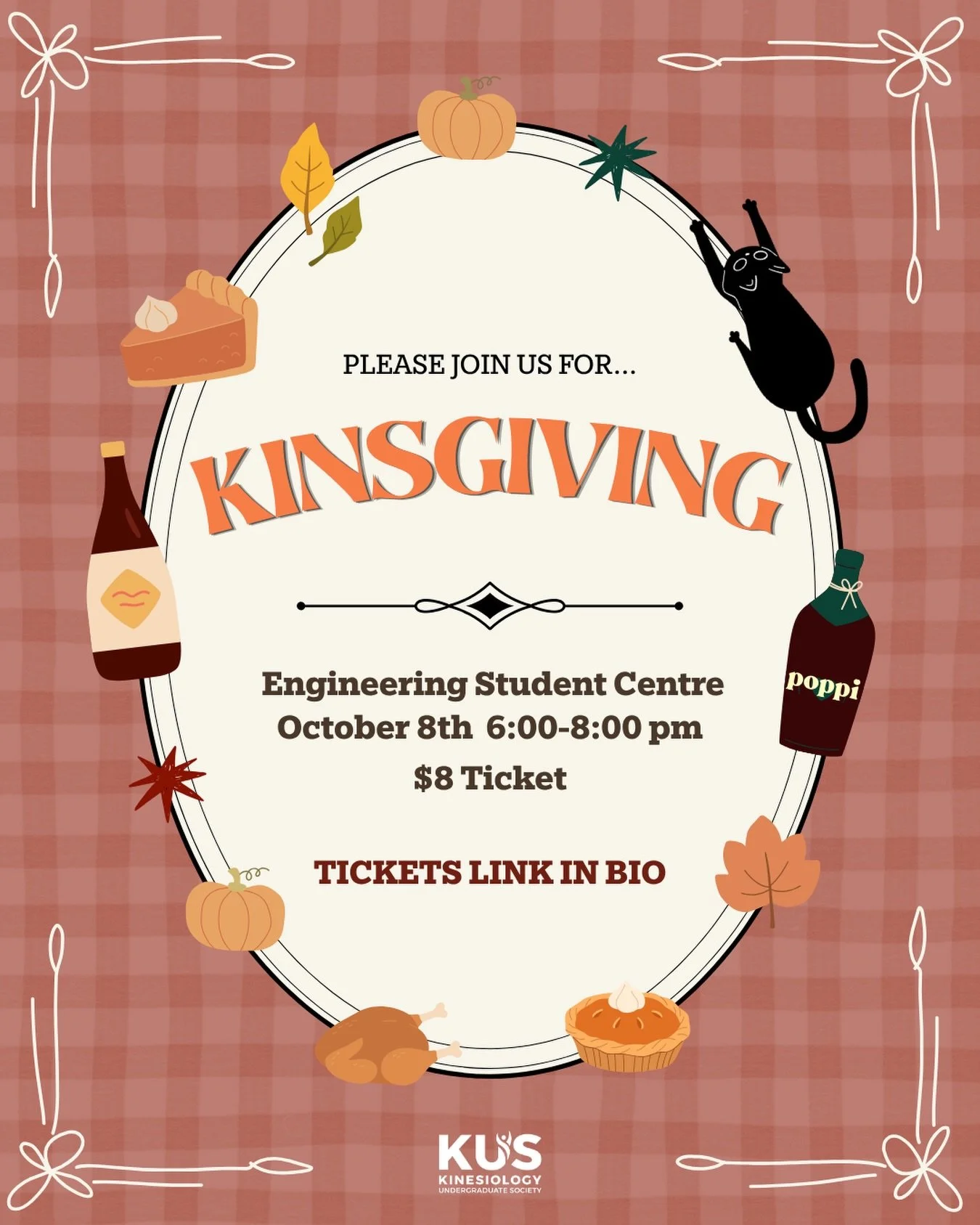 Kinners, are you ready to feast? 🦃🍂

Join us for Kinsgiving, an evening of good food, great music, and classic games like Connect 4 and Tetris! 🎶🥧 We&rsquo;ll also have Poppi to keep you refreshed throughout the night! 🥤✨
Bring your friends and 