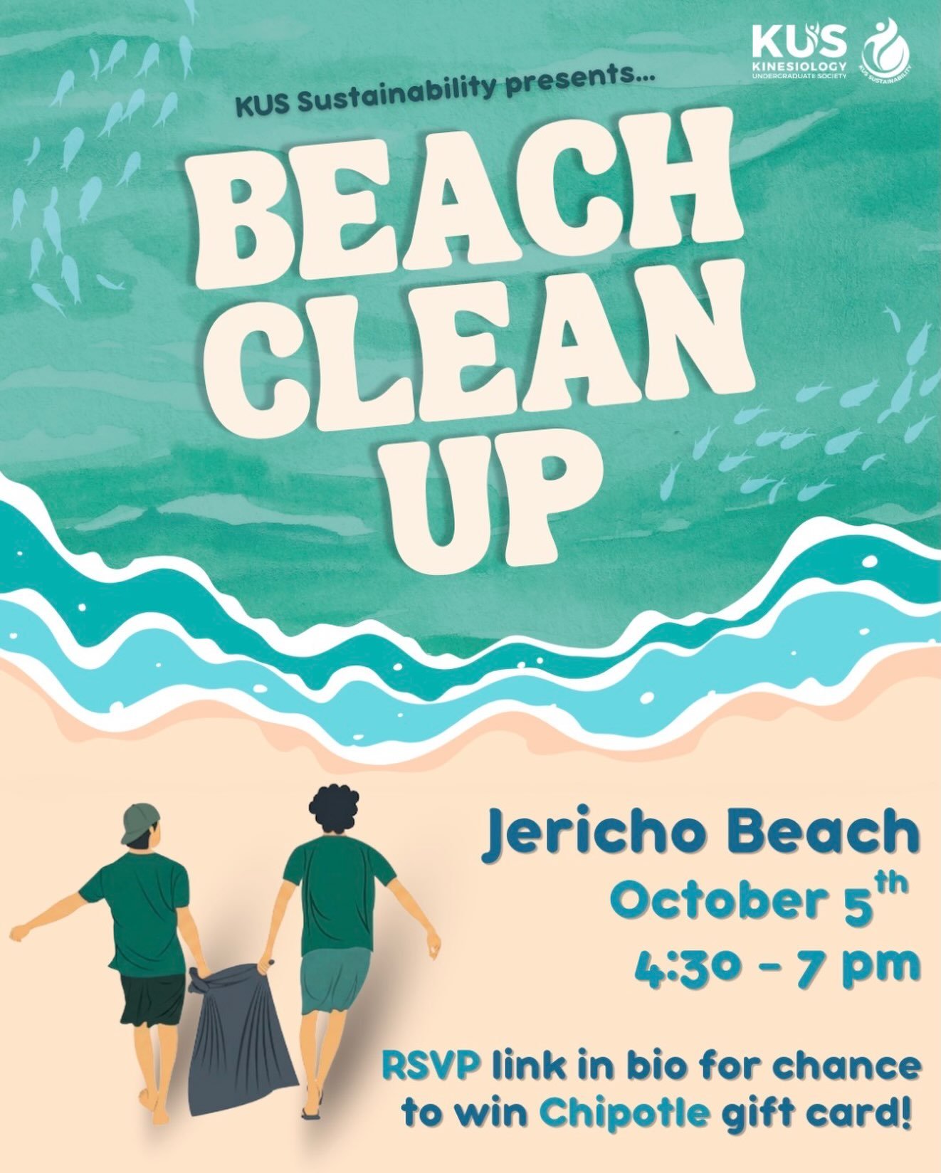 Kinners, do you know what else is green? Caring for our beaches! 💚♻️

Meet us in the lobby of MacIsaac Building @4:30 to head to Jericho Beach and help clean up our beautiful coastline. Be sure to stick around afterwards for a social, a little hard 