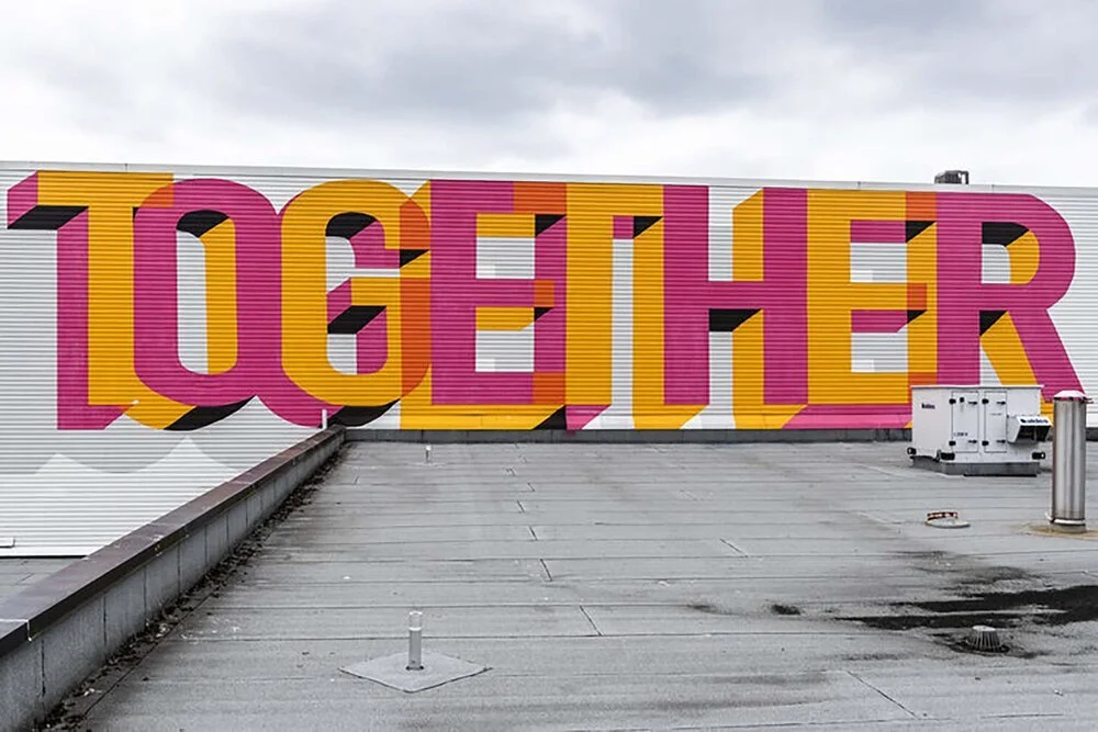 Typographical mural which reads 