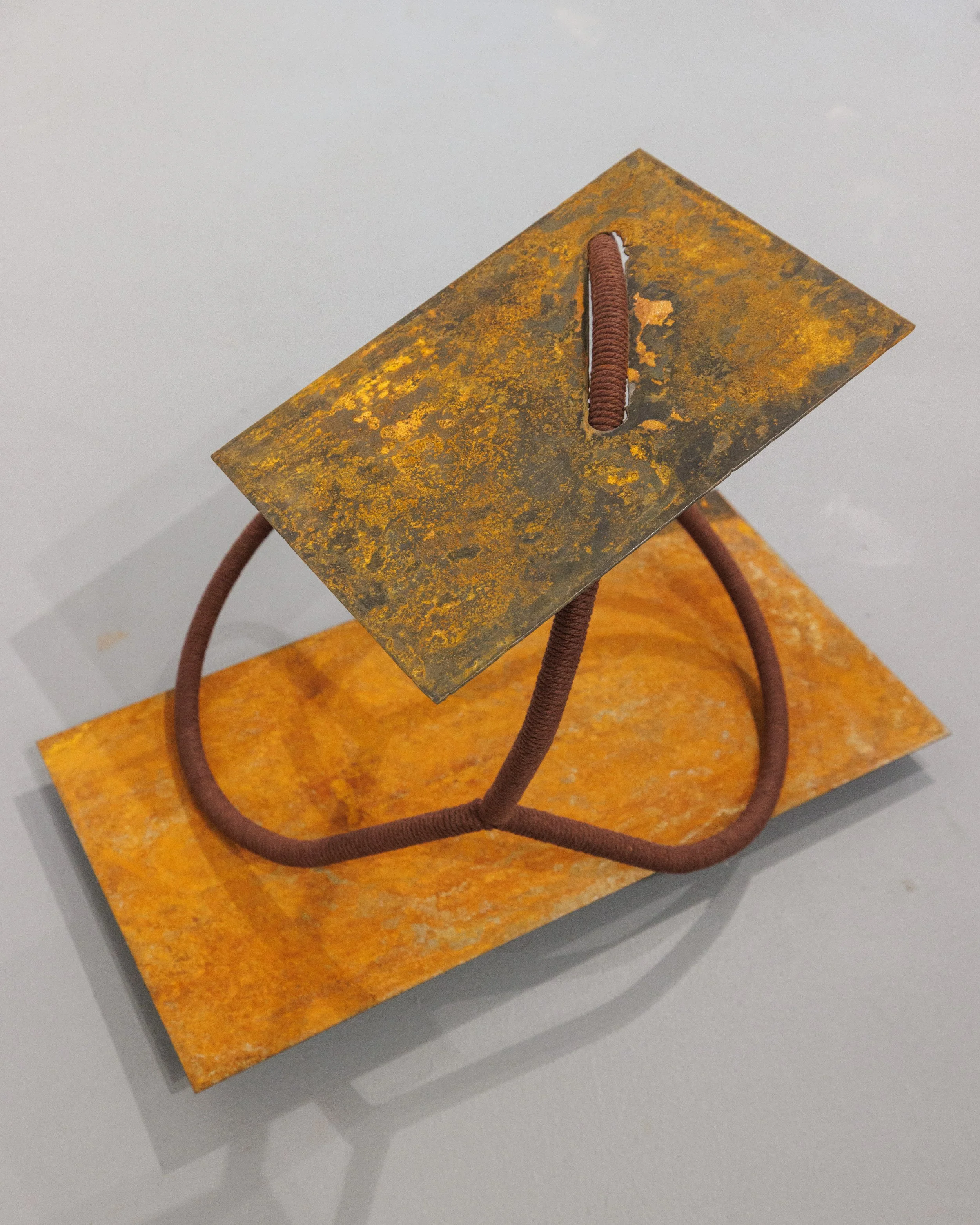 Spray the perfume of your smiles on the incision, 2026
Dyed cotton cord, hand rusted steel
18” x 20” x 16”