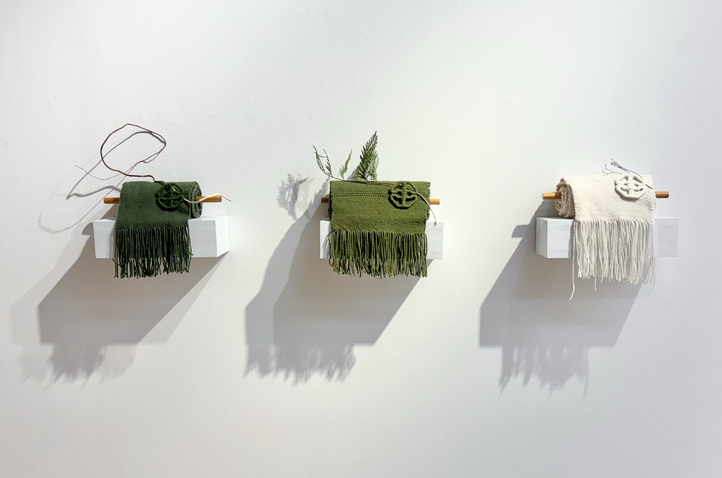 Propagate Through Space and Time Dimensions variable
Acrylic yarn, wood, branch, pine, audio samples 2026